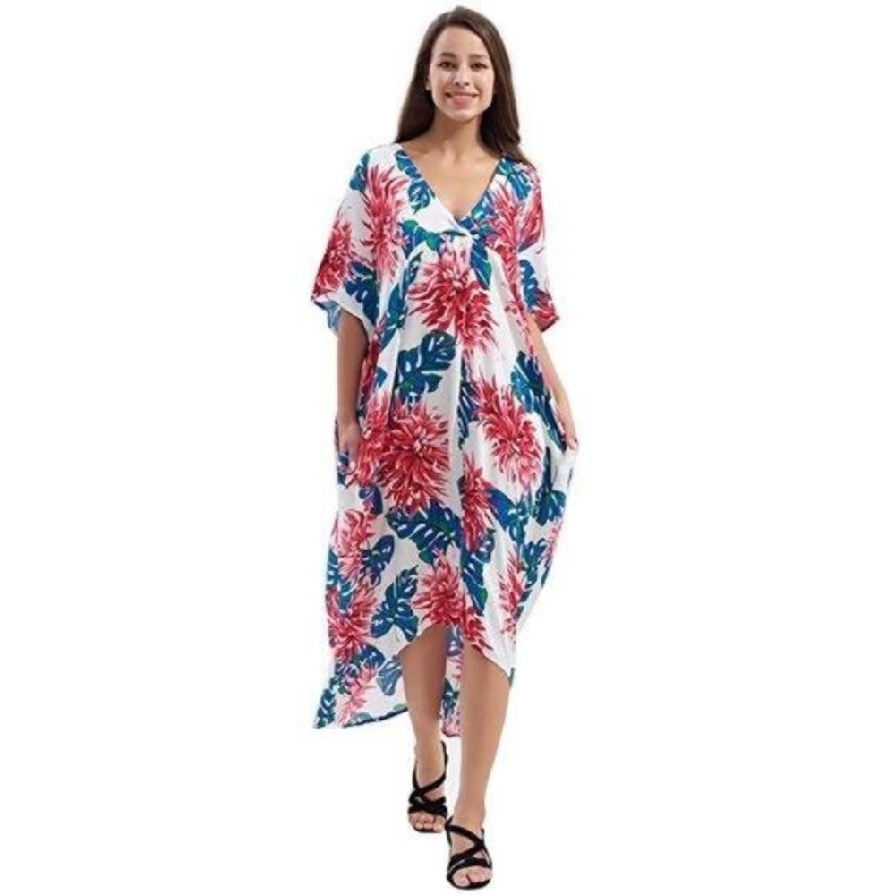 Floral Long Summer Maxi Dress with Pockets